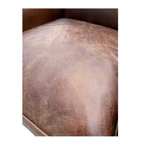 Brown Rh 1920s Parisian Leather Club Recliner For Sale - Image 8 of 12