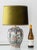 One-of-a-kind dutch delft hand-painted chinoiserie ceramic table lamp by royal tichelaar makkum, paired with a new olive...