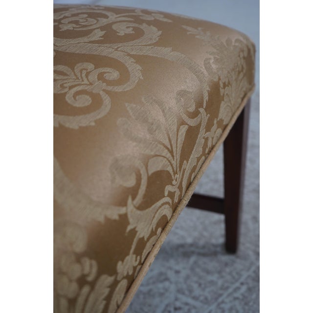 Set of 6 Mahogany Gold Damask Upholstered Dining Chairs For Sale - Image 14 of 18