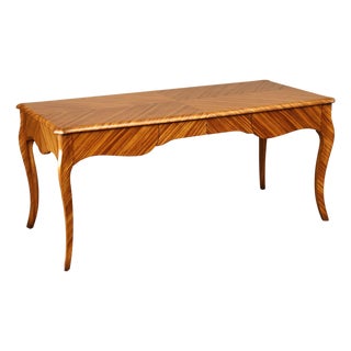 William Switzer Louis XV Zebrawood Bureau Plat Writing Desk For Sale