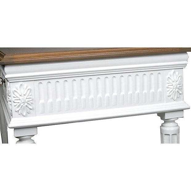 French Vintage Neoclassical Fluted Arched Coved Desk With Book-Matched Butterfly Top For Sale - Image 3 of 10