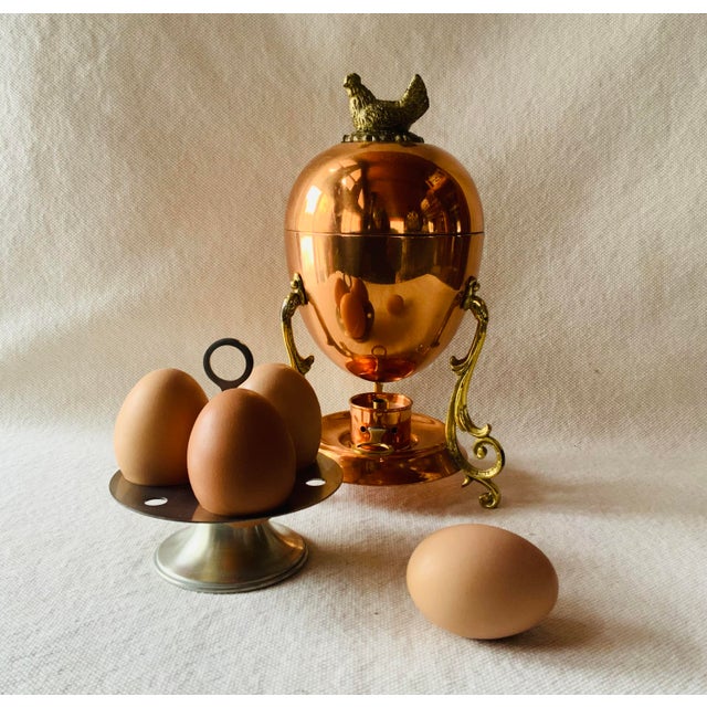 Vintage Tagus Portugal Copper Egg Coddler Complete With Chicken Finial For Sale - Image 14 of 18