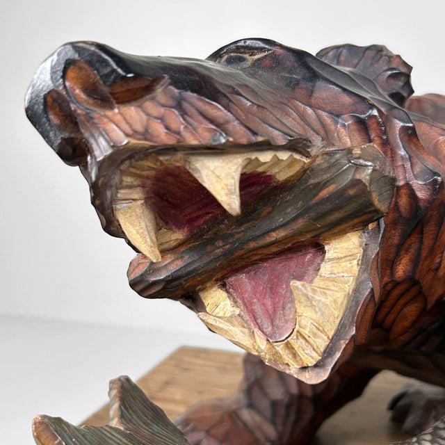 Japanese Hand-Carved Wooden Bear, 1950s For Sale - Image 12 of 18