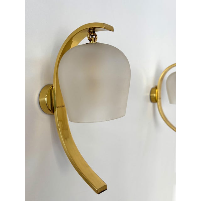 Glass and Brass Wall Lamps by Pietro Chiesa for Fontana Arte, Italy, 1940s, Set of 2 For Sale - Image 10 of 18