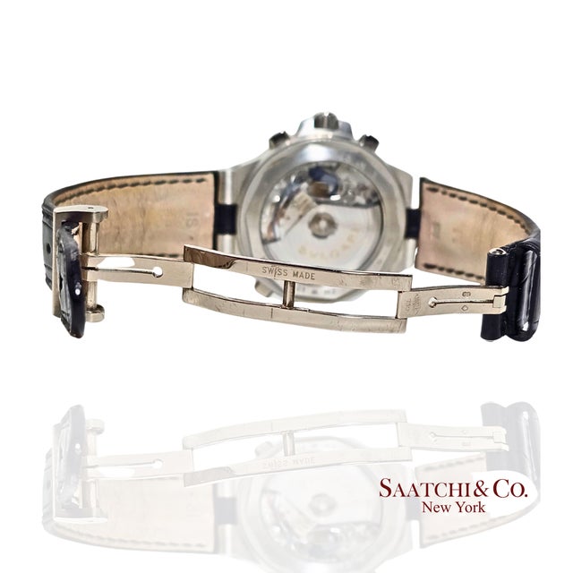 Contemporary 18k(750) White Gold Bvlgari Diagono Men's Watch For Sale - Image 3 of 10