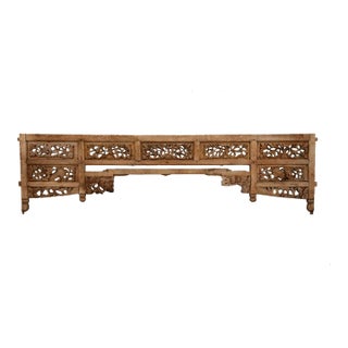 7' Antique Bleached Wood Carved Arch For Sale