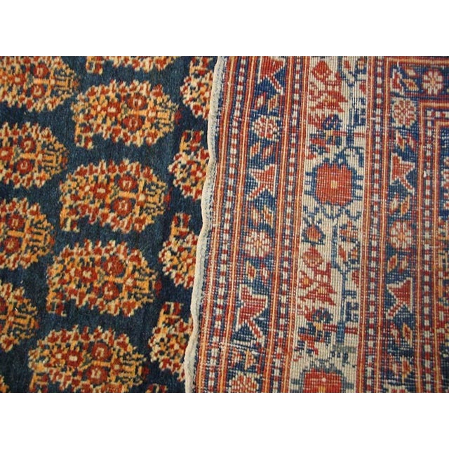Beauteous Navy Background Color With Paisley Pattern Antique Persian Tabriz Rug For Sale - Image 4 of 5