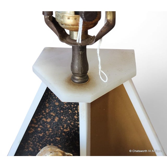 White Vintage Mid Century Modern Lucite Moss Table Lamp W/ Hedi Schoop Ceramic Figurine For Sale - Image 8 of 9