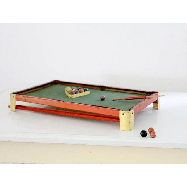 Green Antique Toy Tabletop Billards Set For Sale - Image 8 of 9