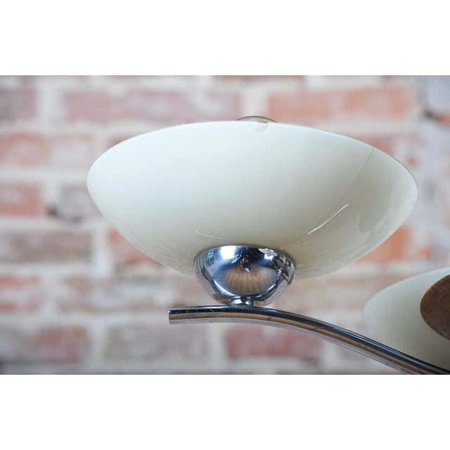 Art Deco Chandelier in Chromed Steel and Beech, Czech, 1920s For Sale - Image 6 of 14