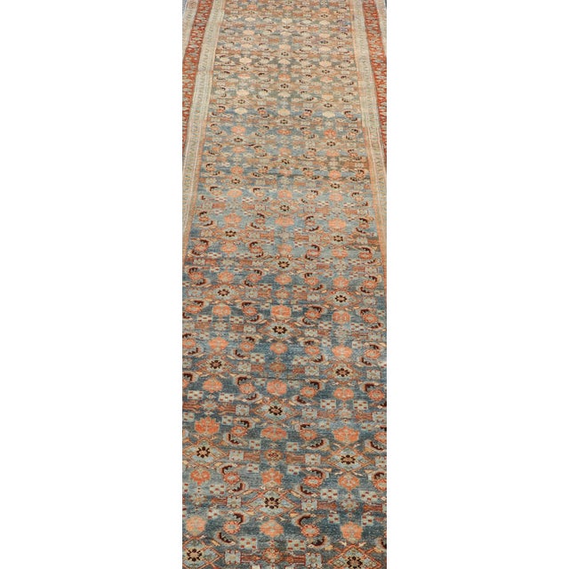 Antique Senneh Persian Runner With All-Over Design in Earthy Tones 3'1 X 15'8 For Sale In Atlanta - Image 6 of 14