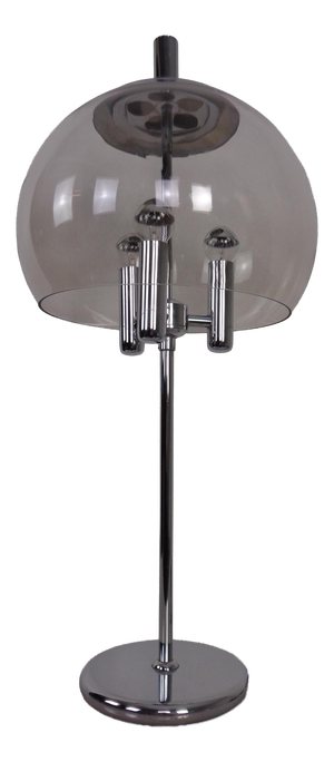 Glass and Chrome-Plated Ball Table Lamp, Italy, 1960s