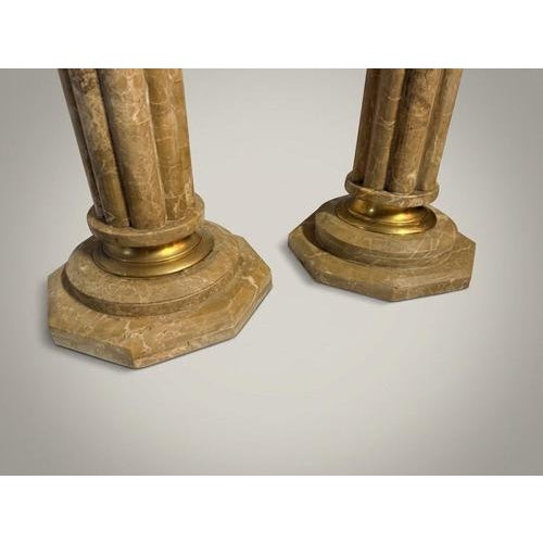 Baroque Baroque Marble and Brass Columns, Set of 2 For Sale - Image 3 of 6