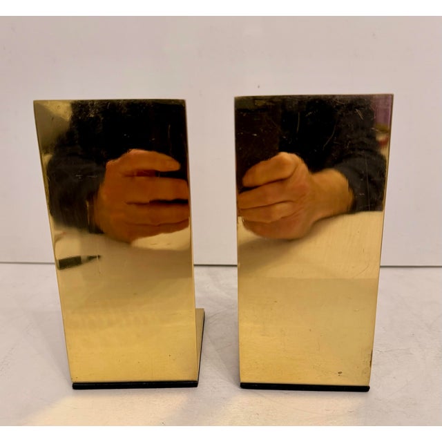 Mid-Century Modern Pair Solid Brass Tennis Players Bookends For Sale - Image 3 of 9