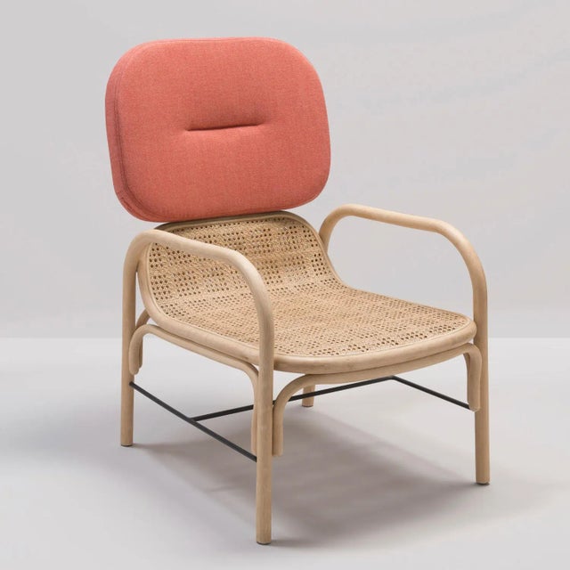 Plus Rattan Armchair with Gabriel Fabrics Capture Pink Cushion by AC/AL Studio for ORCHID EDITION For Sale - Image 4 of 4