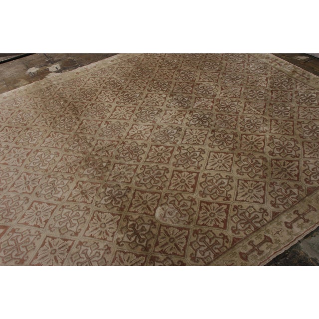 1980s Rug & Kilim’s European Style Art Deco Rug in Beige Brown Geometric Pattern For Sale - Image 5 of 6