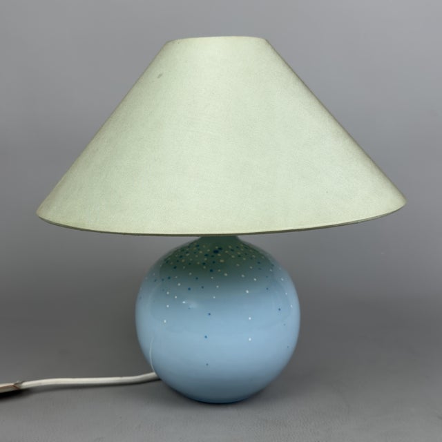 Da Vinci Blue Polka Dot Ceramic Sphere Table Lamp, 1970s For Sale - Image 4 of 14