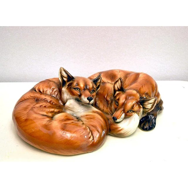 Ceramic Ceramic Foxes from Ronzan, 1970s For Sale - Image 7 of 7