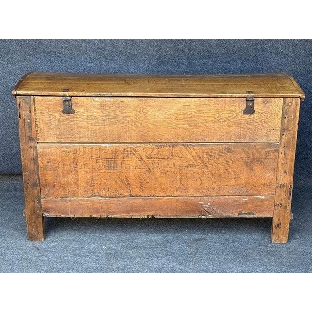 Carved Oak Hunt-Scene Storage Trunk, Estimated Early 1900s For Sale - Image 6 of 9