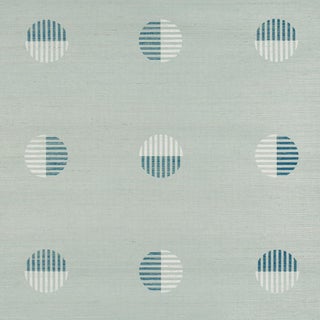 Sample - Schumacher Ando Hand Blocked Sisal Wallcovering In Chambray For Sale