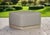 Eclipse Outdoor Solid Teak Wood Ottoman Natural Look - Gray Fabric For Sale - Image 9 of 9