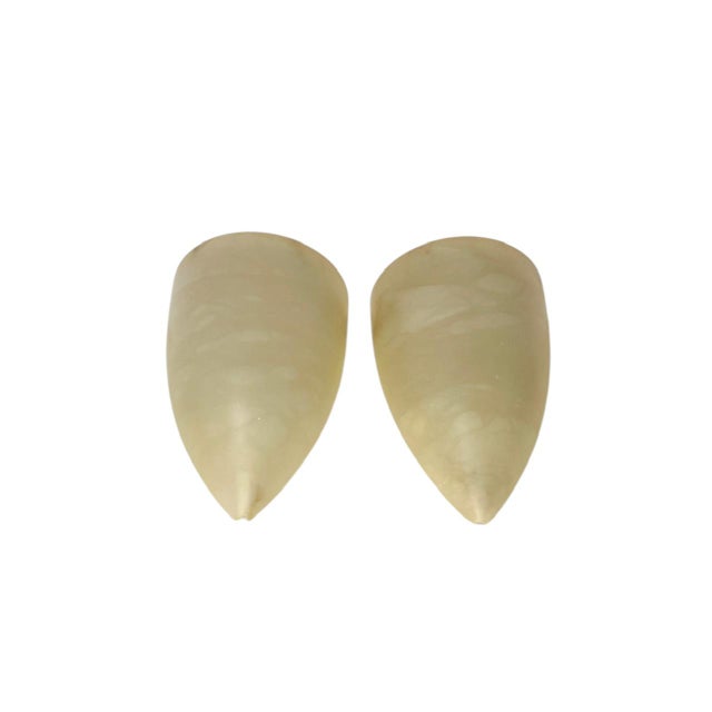 Mid-Century Modern Large Art Deco Cocoon Shape Alabaster Wall Sconce, 1970s, Set of 2 For Sale - Image 3 of 11