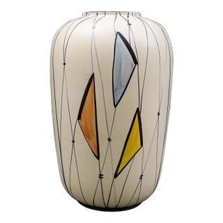 Mid 20th Century Bodo Mans for Bay Keramik W. Germany Large Geometric Art Pottery Vase For Sale