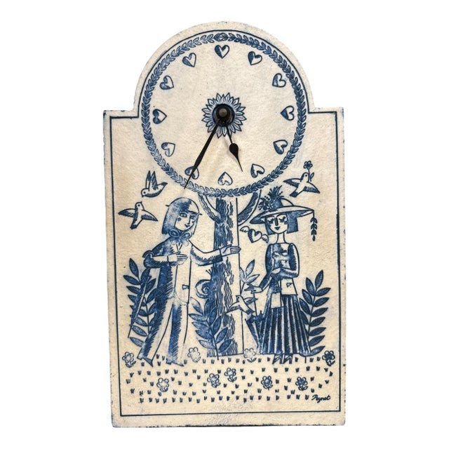 Cream Sandstone Wall Clock by Roger Capron, 1980 For Sale - Image 8 of 8