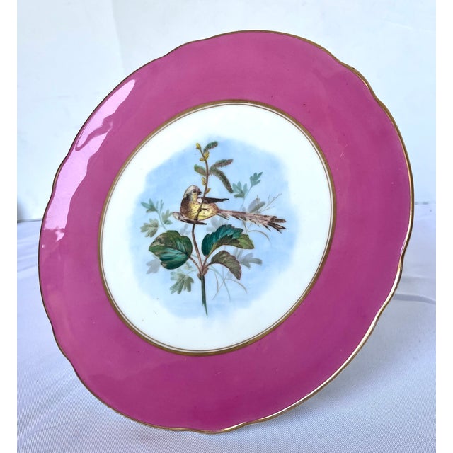 Pink Antique Late 1800s Old Paris Porcelain Cake Stand With Gilded Koi Fish Pedestal Base For Sale - Image 8 of 13