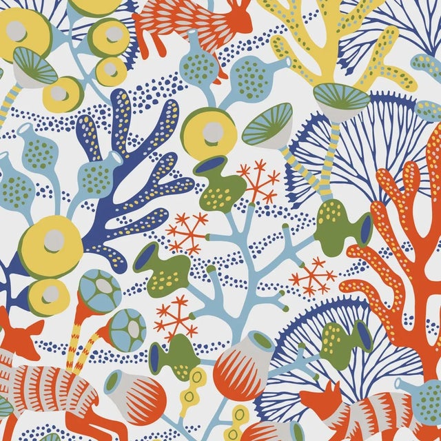 Sample - Borastapeter Koralläng Wallpaper in Ivory Multi For Sale