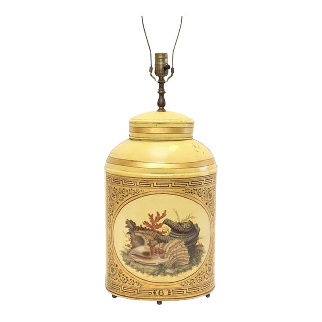 Late 19th Century Chinese Export Tole Tea Caddy Cannister Lamp W Coral Motif For Sale