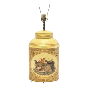 Late 19th Century Chinese Export Tole Tea Caddy Cannister Lamp W Coral Motif