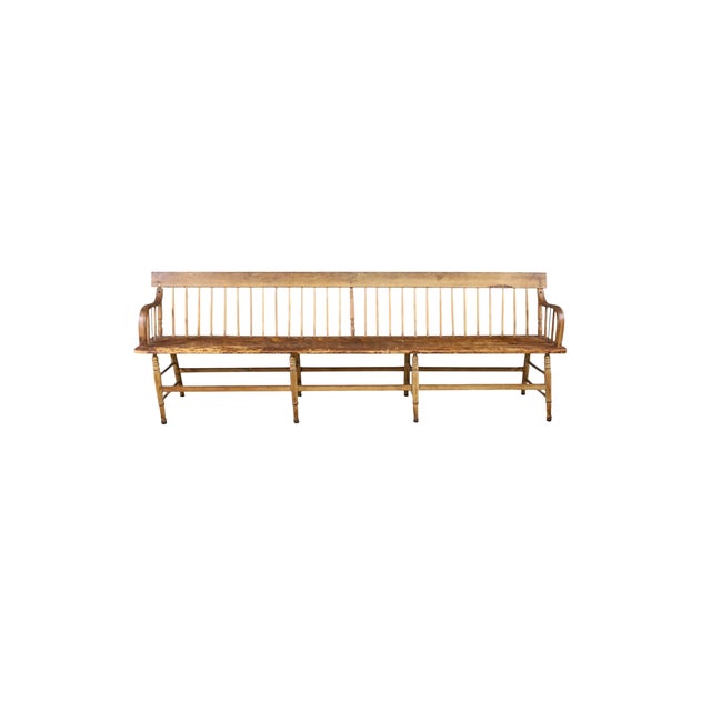 Farmhouse Early 20th Century 3 Piece Primitive Farm Dining Set With Long Table and Benches For Sale - Image 3 of 7