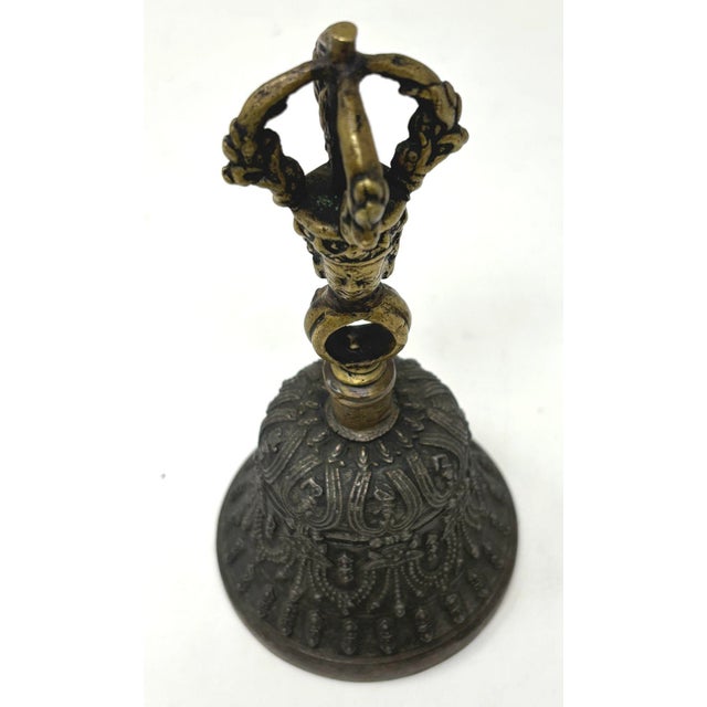 Asian Tibetan Meditation Prayer Ghanta Bell Antique Bronze Buddhist Bell For Sale - Image 12 of 12