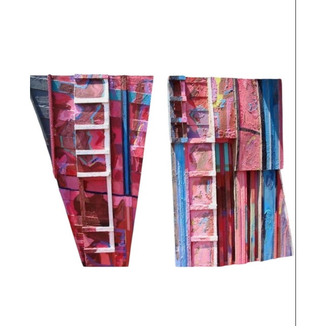 1980s Bruce Robbins, Bruce Robbins Large Abstract Diptyque Ladder Sculpture Painting "Jerusalem" 1981, 1981 For Sale - Image 5 of 6