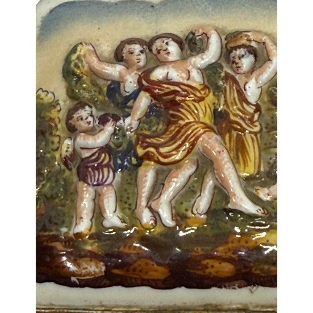 Late 19th Century Capodimonte Porcelain Hand-Painted Rectangle Shape Hindged Lid Trinket Box With Playing Maidens & Cherubs Design For Sale In Washington DC - Image 6 of 12