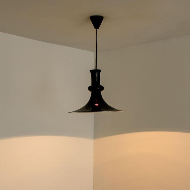 Glass Aubergine Hanging Lamp attributed to Michael Bang for Holmegaard, 1970s For Sale - Image 7 of 17