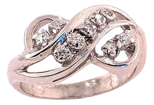 14 Karat White Gold and Diamond Swirl Ring