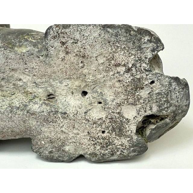 Gray Small Early Georgian Lead Hound Dog Sculpture – c.1760 Architectural Outdoor Garden Ornament in the Manner of John Cheere For Sale - Image 8 of 12