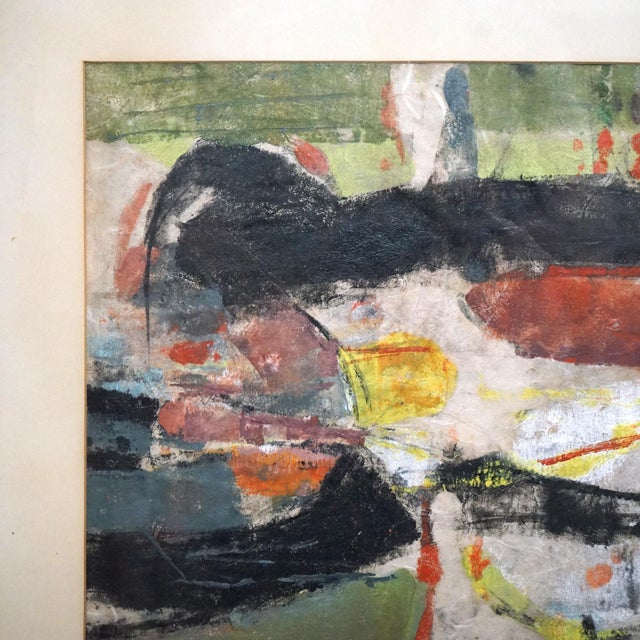Mid Century Modern Mixed Media Abstract “Bayou” Painting By D. Hoyt, Mid-20th Century, Framed For Sale - Image 4 of 10
