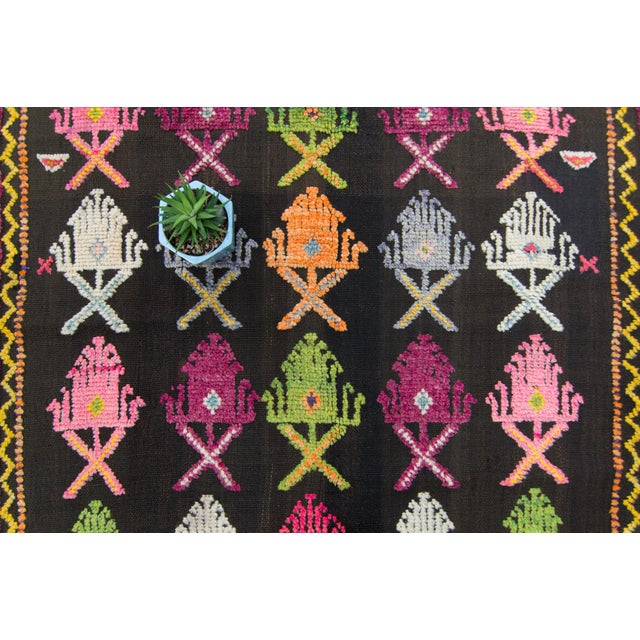 Brown 1910s Antique Moroccan Flatweave Colorful Kilim Wool Hand Knotted Rug - 5’3” X 9’1” For Sale - Image 8 of 11