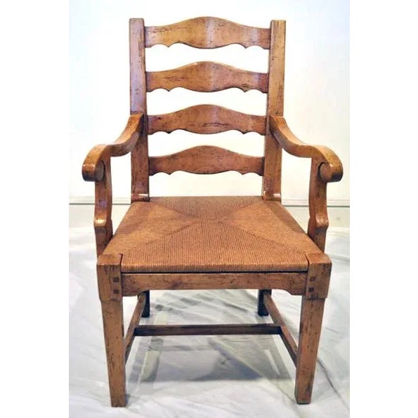 Gorgeous pine armchairs. Woven rush seat. Crafted by a high-end US furniture manufacturer. W20 X D21 1/2 X H38 SEAT WIDTH...