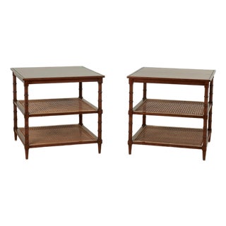 Pair of Vintage British Colonial Style Three Tiered Stands For Sale