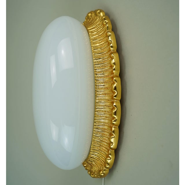 Vintage Glass Sconce with 234 Opaline Glass and Gilt Aluminum from Glashütte Limburg, 1970s For Sale - Image 9 of 16