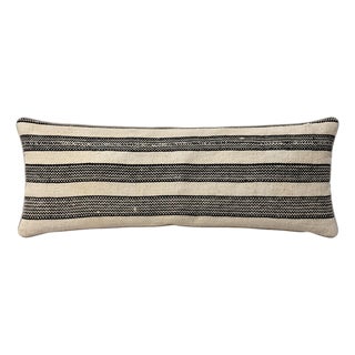 Gray Striped Kilim Lumbar Pillow Cover 16'' X 48'' For Sale