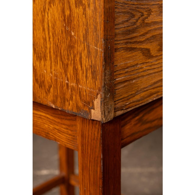 Antique Oak Visible Card Index Filing Cabinet Stand For Sale - Image 11 of 14