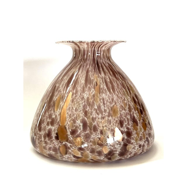 Glass Vintage Murano Style Handblown Pink Glass Bottle Vase For Sale - Image 7 of 17