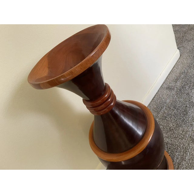 Large Vintage Wooden Vase Hand-Turned Mid Century Modern For Sale - Image 4 of 10