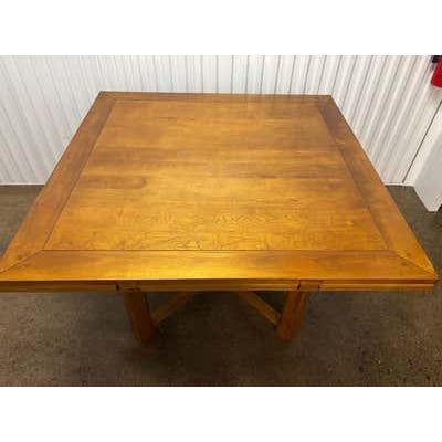 Expandable Wood Dining Table, Light Walnut Stain, Modern Design, 1990 For Sale - Image 14 of 17