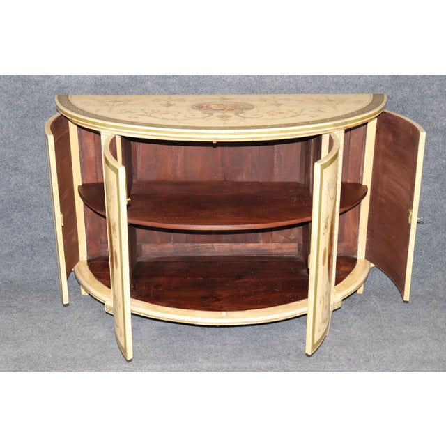 1900 - 1909 Antique English Adams Style White Painted Demilune Commode For Sale - Image 5 of 18